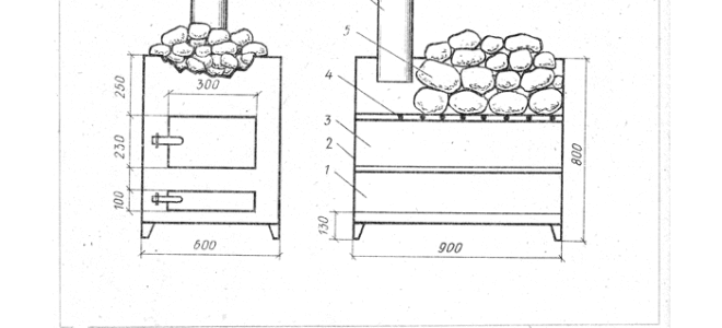 Кирпичная печь для бани с баком для воды